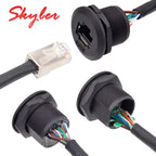 Cat6 Waterproof RJ45 Female Socket Aviation Plug IP67 Ethernet Panel Mount Connector Coupler Extension Cable For Outdoor CCTV
