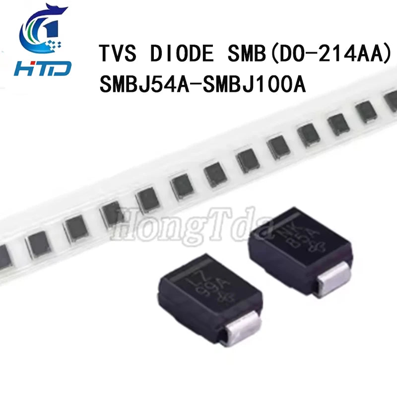 50PCS TVS DIODE SMBJ54A SMBJ58A SMBJ60A SMBJ64A SMBJ70A SMBJ75A SMBJ78A SMBJ85A SMBJ90A SMBJ100A 600W SMB(DO-214AA)