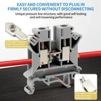 UK2.5B DIN Rail Terminal Block, 2.5mm² Screw Connection Wire Connector for Electrical Panel Wiring 20/50/100PCS