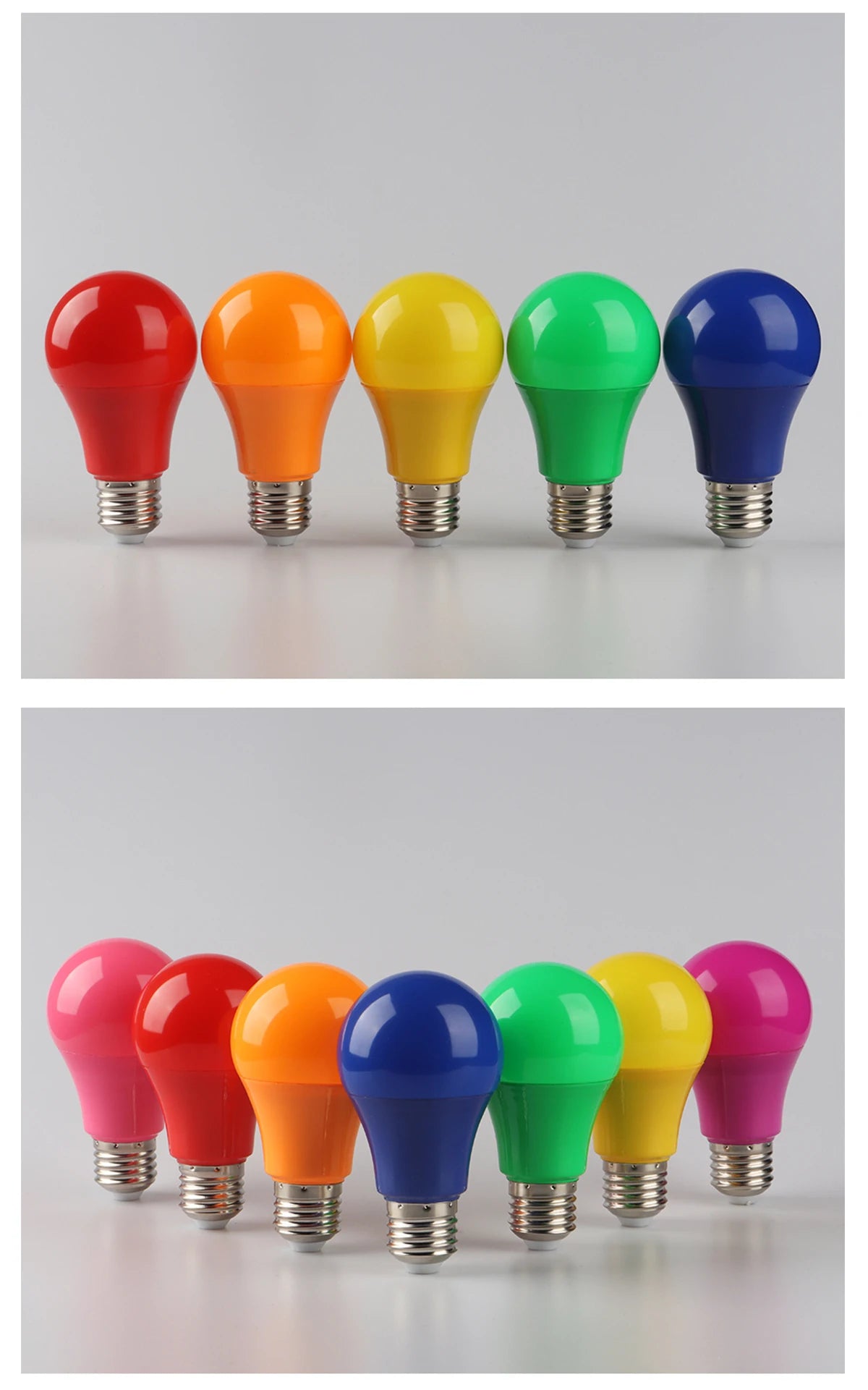 2-10pcs Colorful Bulb B22 E27 110V 220V Red Yellow Blue Green Pink Purple Orange Light Bulb Lamp for Home