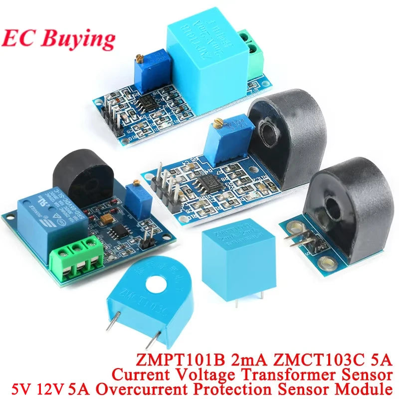 Active Single Phase Voltage Transformer 5V Relay Module AC Output Current Voltage Sensor for Arduino ZMPT101B 2mA ZMCT103C 5A