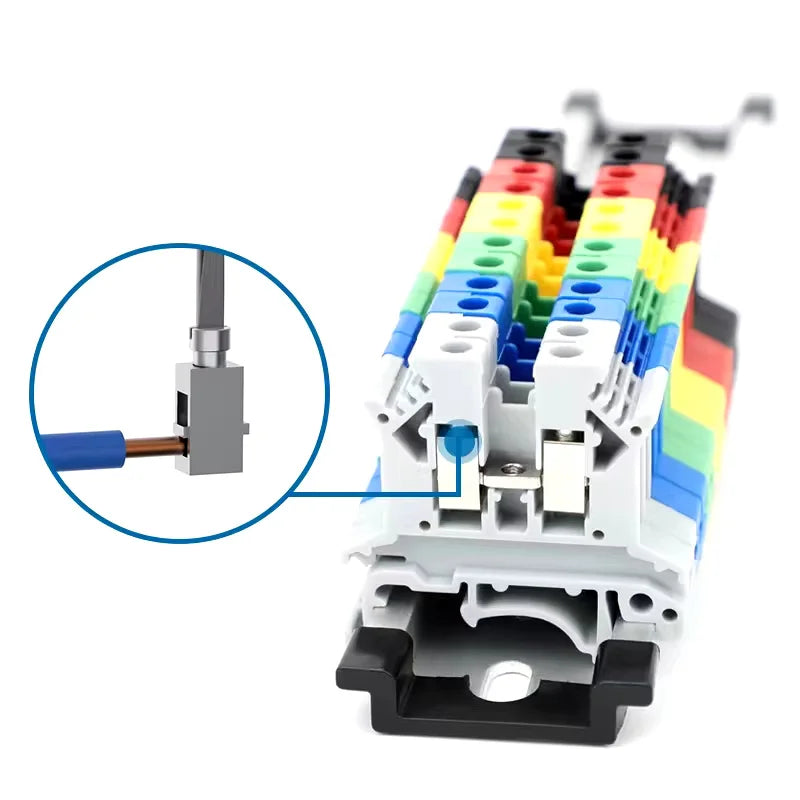 UK2.5B DIN Rail Terminal Block, 2.5mm² Screw Connection Wire Connector for Electrical Panel Wiring 20/50/100PCS
