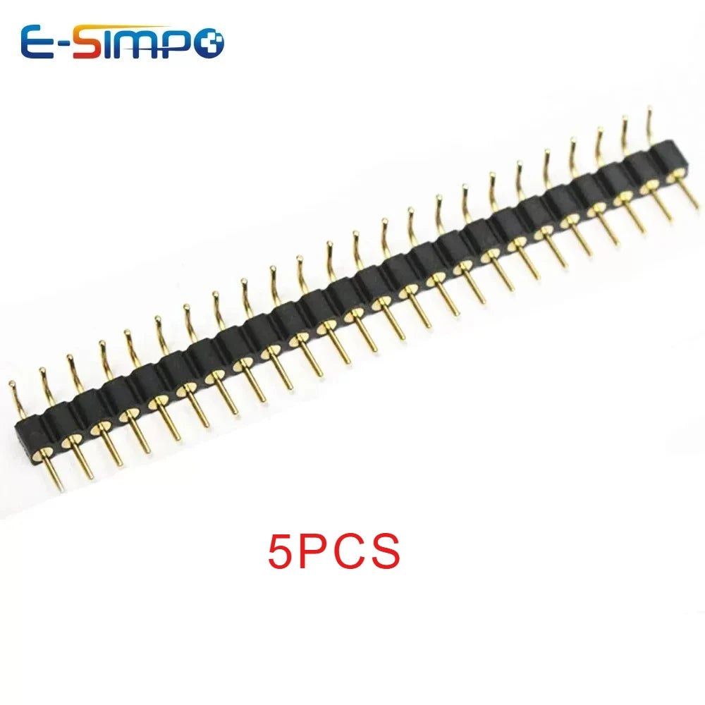 Round Hole 1x2/3-40P 2.54mm Right Angle Single Row RA Pin Header Connector PCB IC Crystal Transistor Female Tin Male Gold Socket