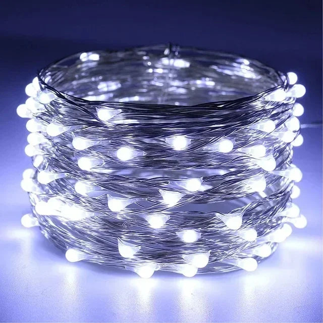 1m-30m LED String Light 8 Colors Fairy Lights LED Copper Wire Battery Powered for Wedding Party Christmas Decor Holiday Garland