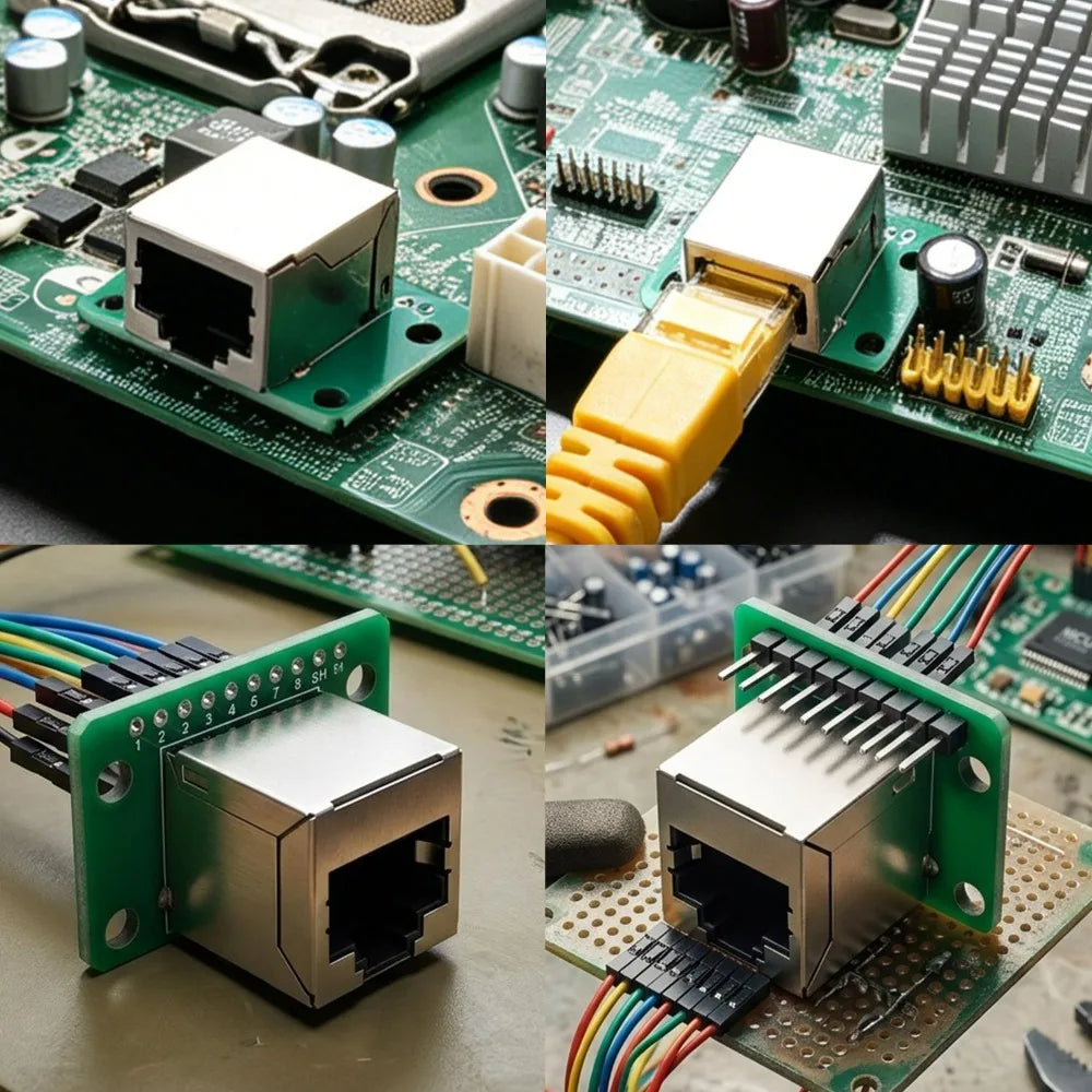 RJ45 Network Port 8-pin Direct Connection Adapter Board Modular Ethernet Connector Network Interface Breakout Board Adapter