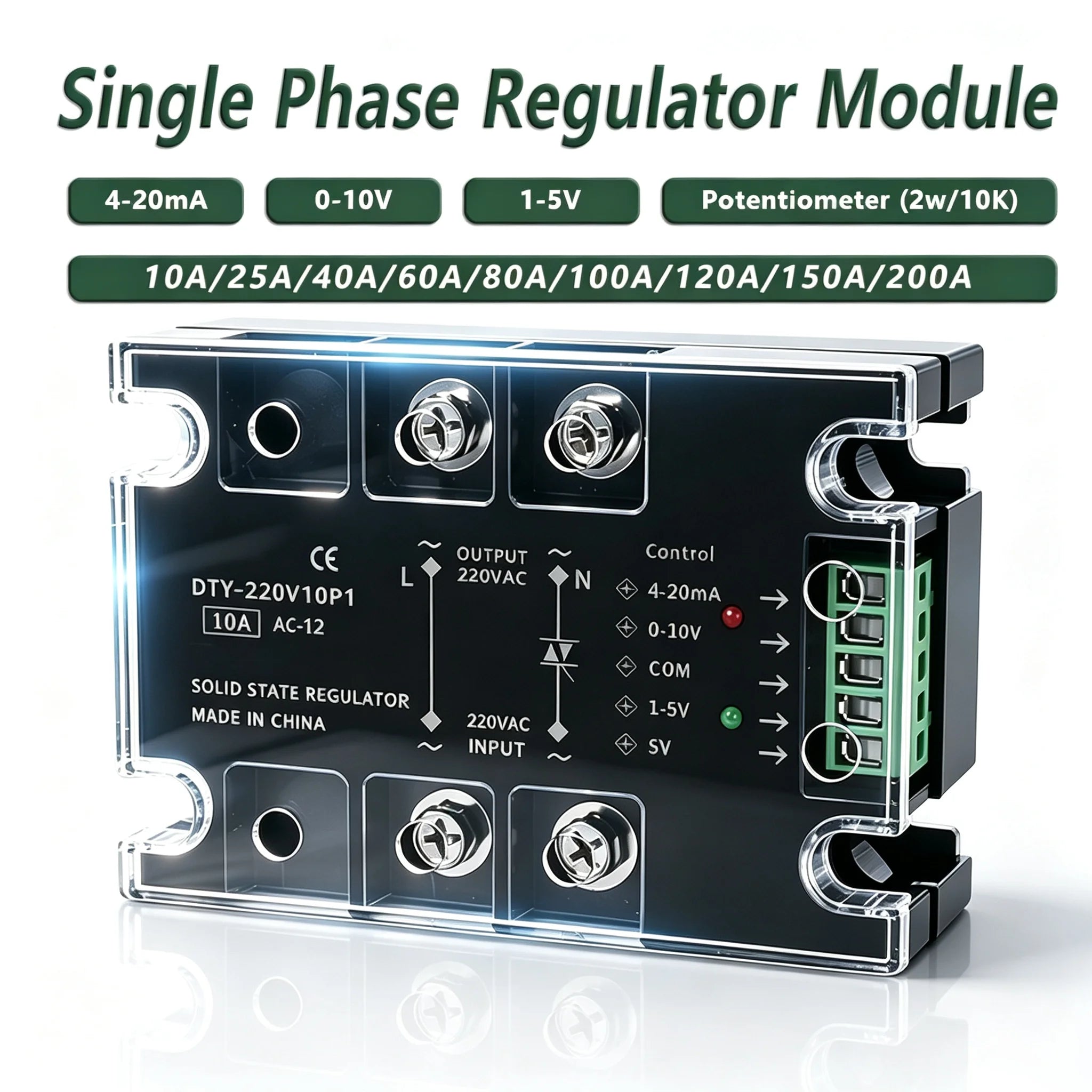 Voltage Regulator Relay Voltage Stabilizer Module Power Barrier Controller Enhanced Single Phase AC 10A-200A DTY