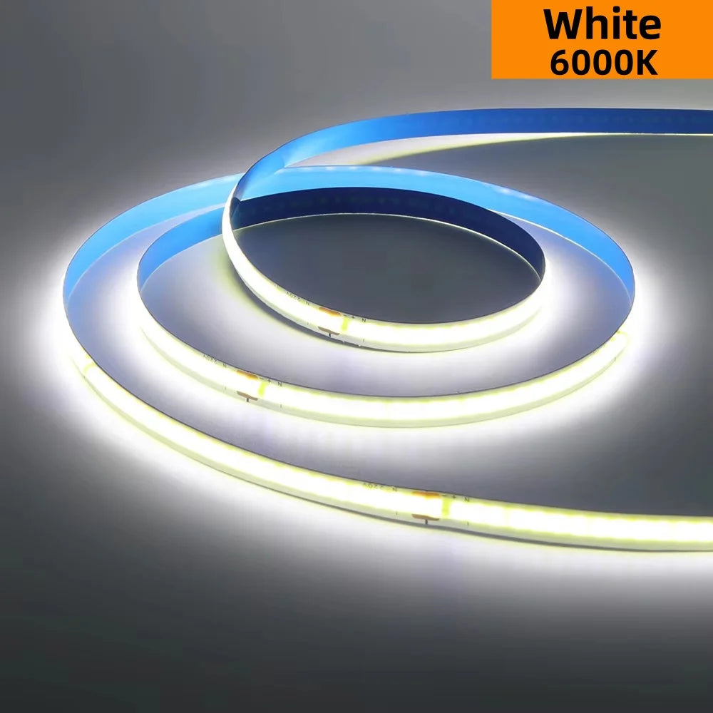 Linear regulável 24v 12v cob luzes de tira led 8mm 320leds/m fita flexível led para decoração do quarto 3000k 4000k 6000k 1m 5m