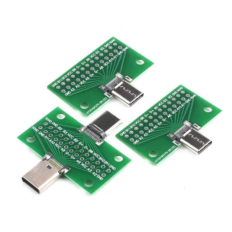 Javino Type-C Male to Female USB 3.1 Test PCB Board Adapter Type C 24P 2.54mm Connector Socket For Data Line Wire Cable Transfer