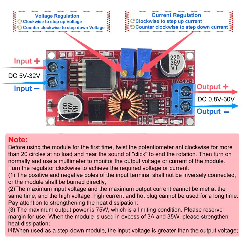 1-4PCS XL4015 5A DC-DC Converter 5V-32V To 0.8V-30V Adjustable Step-Down Module Led Power Converter Module XL4015 5~32v 96%