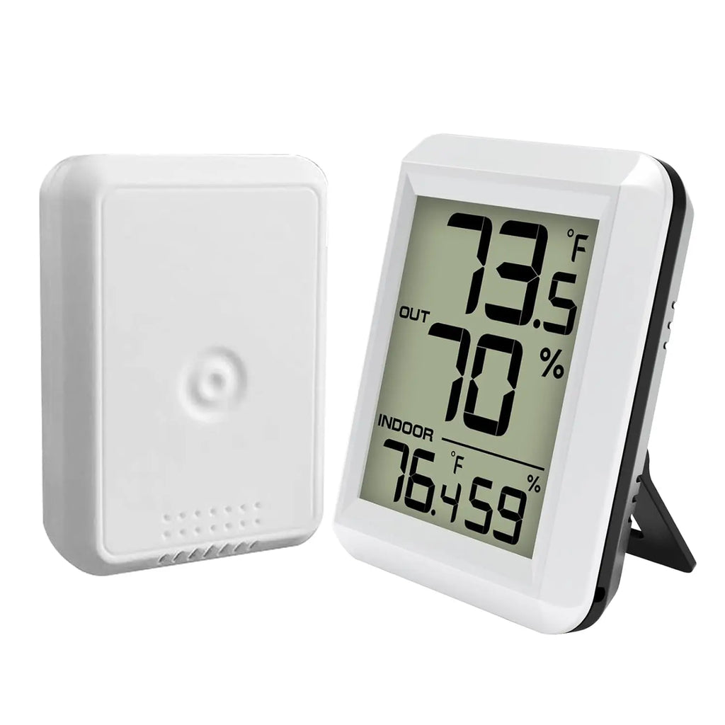 LCD Digital Thermometer Hygrometer Wireless Weather Station Thermo-hygrometer 328ft Remote Sensor  Resolution for Home Garden