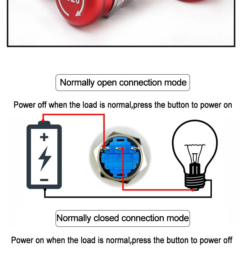16MM 19MM 22MM 1NO1NC 3Pin 6Pin Mushroom Head Turn-Reset Stainless Steel 304 Metal Emergency Stop Button Switch