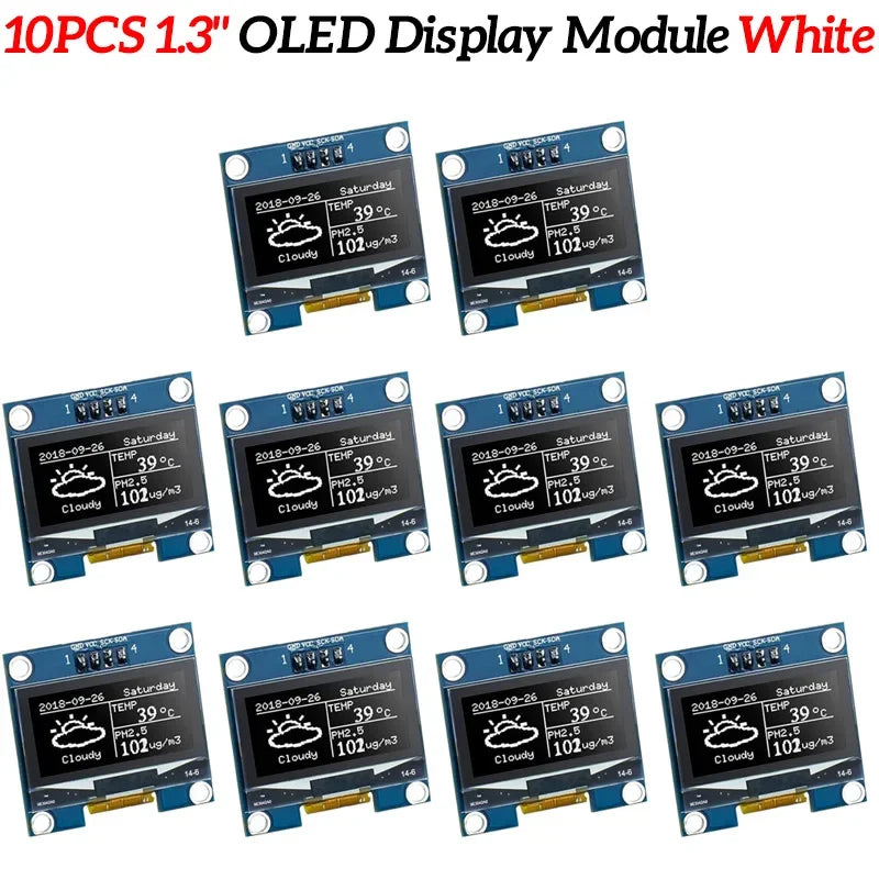 1-10PCS 1.3" OLED Display Module White/Blue Color Drive Chip SH1106 128X64 1.3 inch OLED LCD LED IIC I2C Communicate