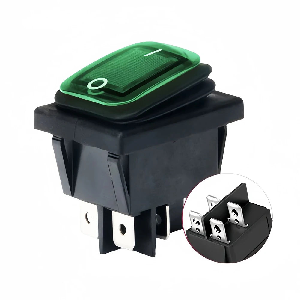 KCD2 KCD4 Waterproof Boat-shaped Rocker Switch Reset Waterproof Rectangular Switch Rocker Switch 20A DPST Rocker Switch IP67