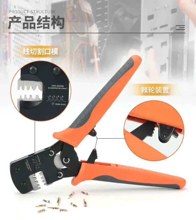 Crimper Plier 0.03-0.52mm² 32-20AWG Micro Connector Ratecheting Crimping Tool Set 1470pcs PH2.0mm Kit