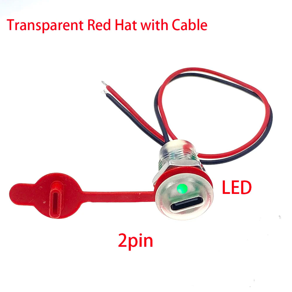2/5PC USB C High Current Charging Socket with Nut Snap Lock Plate TYPE-C LED Lamp Female Type C Waterproof Female Connector Jack