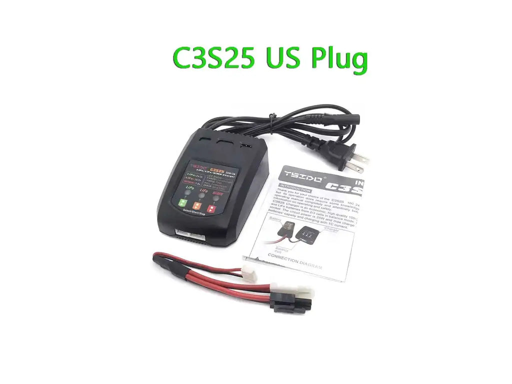 C3S25 25W/3A Mini Charging Balance Charger EU/US Plug for RC 7.4V-11.1V 2-3s Lipo NiMh Battery Remote Control Toy Car Charger
