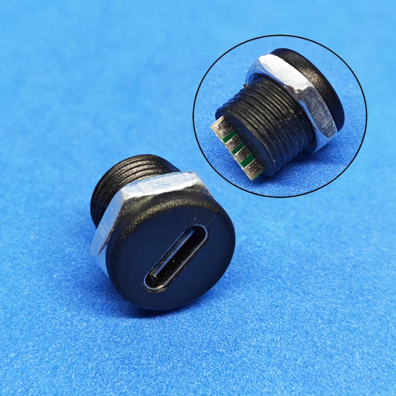 1/2/5PCS Type-C 6Pin Panel Mount Female Socket Waterproof USB-C Charger Plug Dock Connector For Fast Charging & Power ﻿
