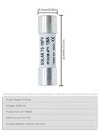 Solar DC Fuses 1000V PV Photovoltaic 6A 10A 15A 20A 25A 30A 10*38MM High Voltage for Solar System Short Circuit Protection gpV