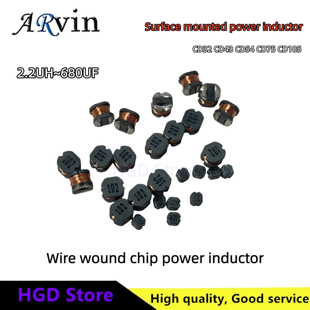 CD32 43 54 75 105 SMD Inductor 2.2uH 3.3uH 4.7uH 6.8uH 10uH 100UH 150UH 220UH 330UH 470UH 680UH 1000UH Wound Power Inductor