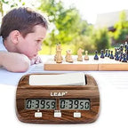 LEAP Chess Clock Digital Chess Timer with Count up / Countdown Timer for Board Games Timer with Alarm Function Wood Appearance