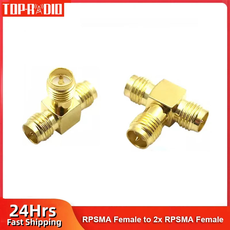 1 Piece RP-SMA Female Plug to 2 Dual RP SMA Female Triple T Type RF Adapter RPSMA 3 Way Splitter Coaxial Cable Connector