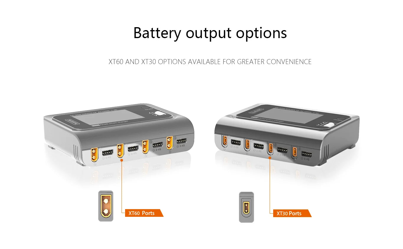 ToolkitRC Q4AC 4x50W 5A AC 100W 4 Port DC Smart Discharger Charger XT60/XT30 Optional for 1-4S Lipo Battery