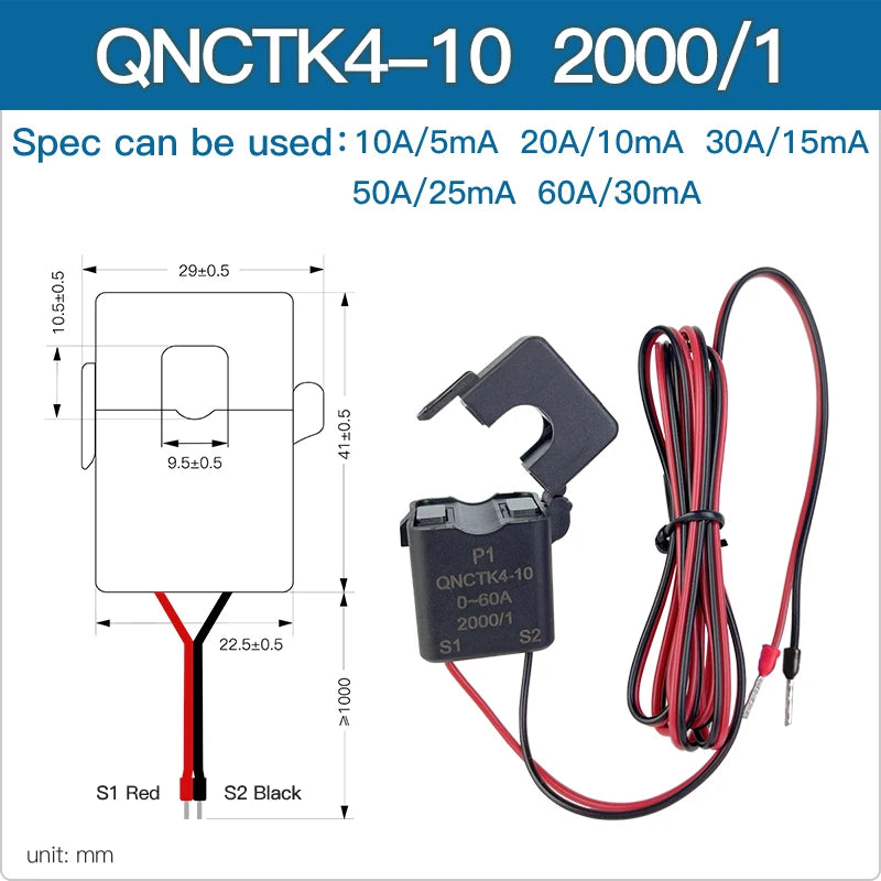 Split Core Current Transformer QNCTK1-16 2000:1 100A 50mA 2500:1 100A 40mA 33.33mA Open Type CT Clamp Current Sensor