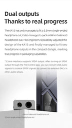 FiiO KA13 Dual CS43131 Portable DAC Amplifier for IOS/Android 3.5mm and 4.4mm Balanced Output, 550mW high Power