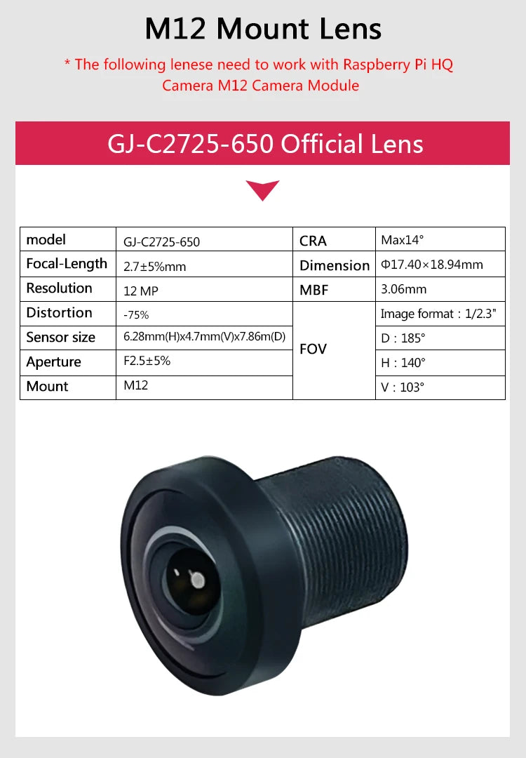 New Original Raspberry Pi High Quality HQ M12 Camera Module 12.3MP IMX477 Sensor, Support for M12-Mount Lens