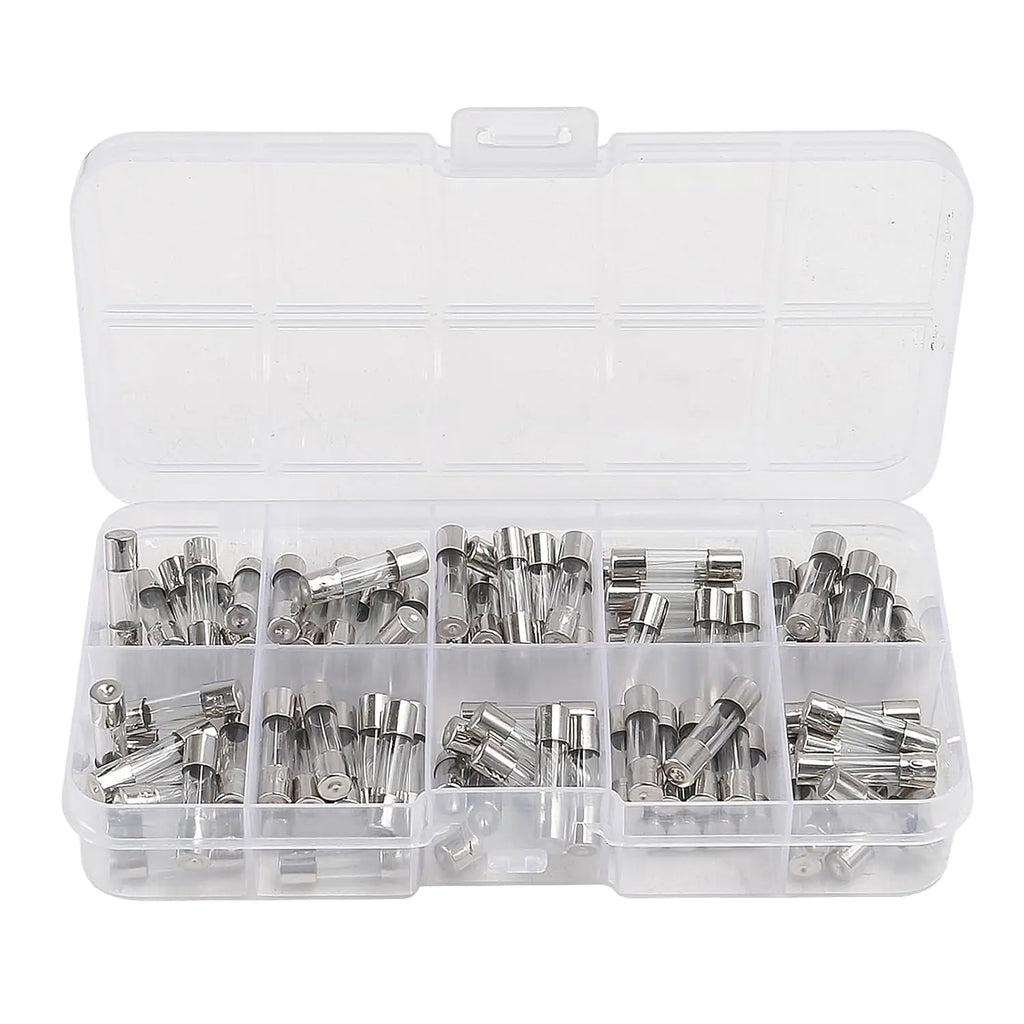 100 Pcs 125V Christmas Light Fuses Kit 5x20mm Max Glass Fuses - 10 Values Set including 0.5A 1A 2.5A 3A 5A 7A 8A 10A 15A 20A