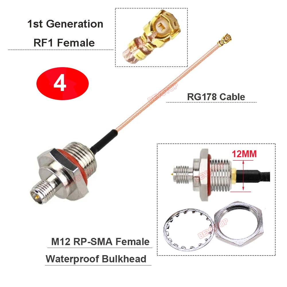 10PCS/LOT SMA to IPX RG178 Cable M10 M12 M16 SMA / RP-SMA Female to u.FL RF1 Female Jack RF Coaxial Antenna Extension Jumper