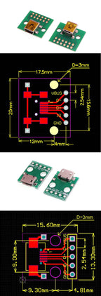 1pcs USB Male Connector/MINI MICRO USB to DIP Adapter Female Connector 2.54mm B Type-C USB2.0 3.0 Female PCB Converter