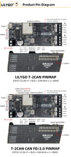 LILYGO T2CAN ESP32S3 WiFi Bluetooth CAN Module Development Board with QWIIC