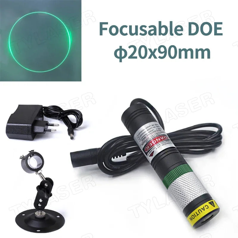 DOE 1 Ring Glass D20X90mm Focusable 520nm Green 10mW 30mW 50mW 80mW 135mW Laser Module for Cutting Positioning