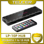 TEUCER LP-10P 12V 4Pin PWM & 5V 3Pin ARGB with SATA 10 Way Sync Fan Hub PC Cooling Fan Addressable RGB Lighting Splitter