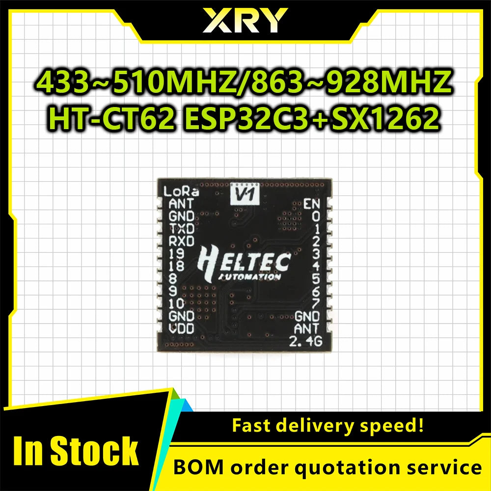 XRY 1PCS HT-CT62 ESP32C3 SX1262 Bluetooth-compatible BLE LoRa LoRaWAN Node WiFi Wireless Module 433-510MHz 863-928MHz Antenna