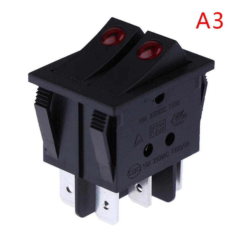 RK1-23 Oil Heater Switch ON/OFF  Rocker Switch 250V/16A With Double Buttons 1Pcs