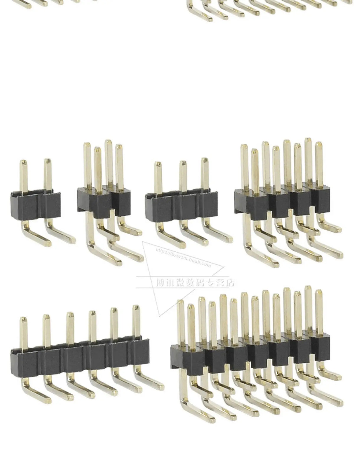 50pcs 2.0mm Pitch Pin Header Single Row Double Row 90 Degree Curved Needle Copper Foot Pin 2*2P/3P/4P/5P/6P/7P/8P/12P