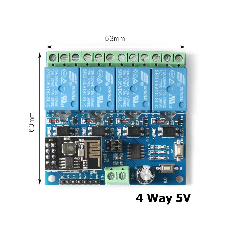 ESP8266 ESP-01 WiFi Relay 1 2 4 Way Channel 5V 12V Things Smart Home Remote Control Switch ESP01 Wireless Module Phone APP