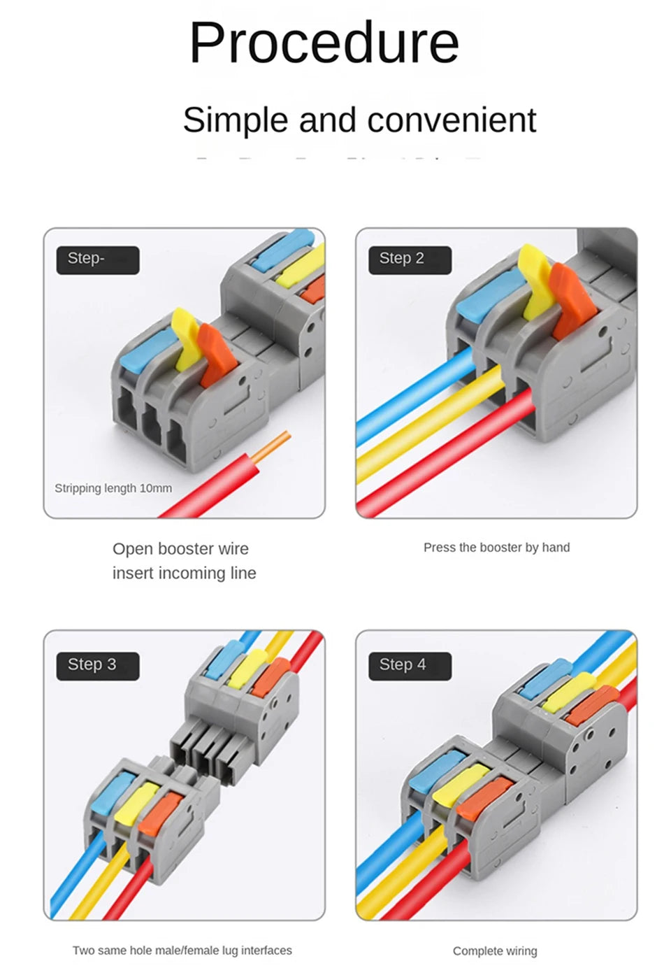10PCS Docking Mini Quick Wire Connector Universal Compact Electrical Wiring Connectors Push-in Butt Conductor Terminal Block
