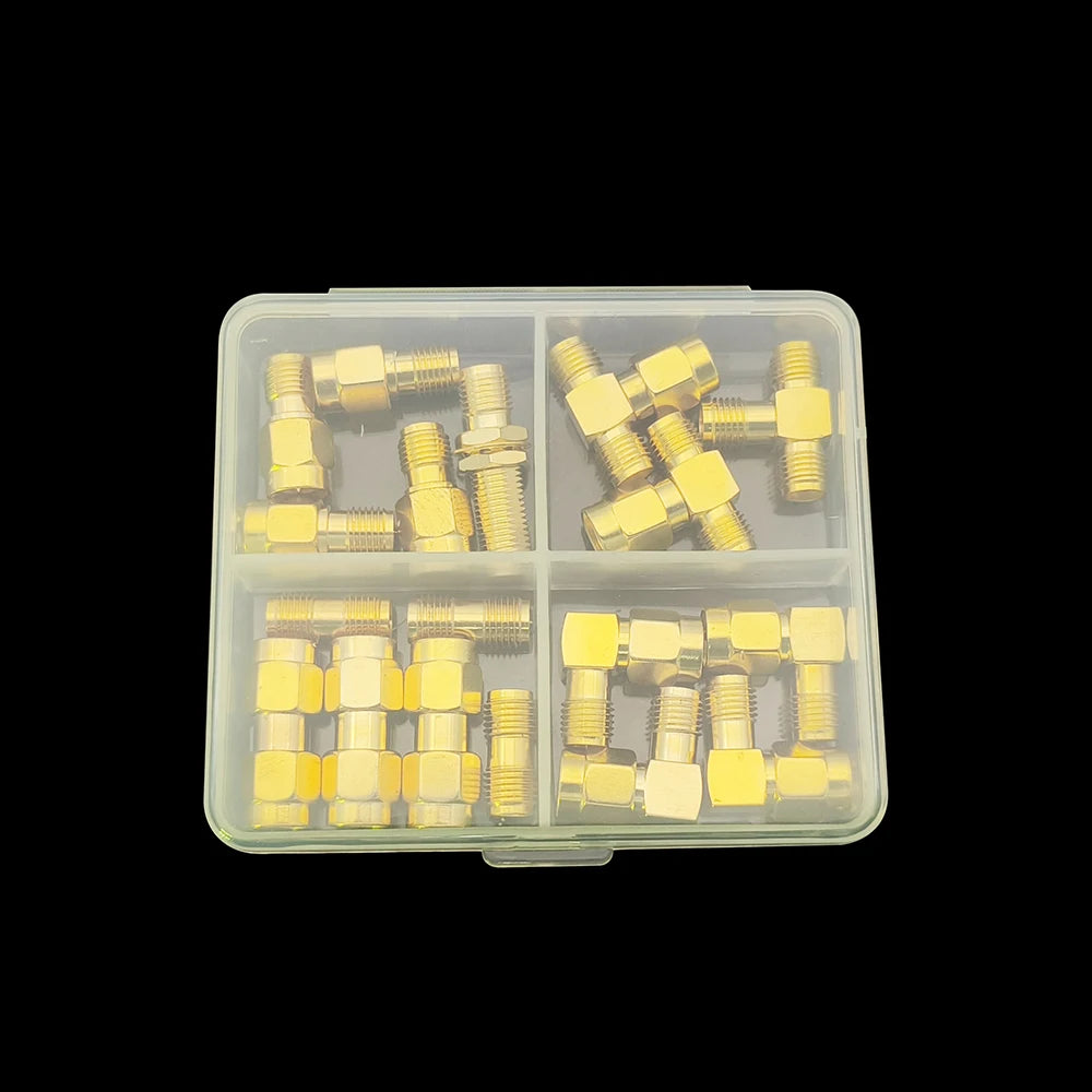 18Pcs/Box SMA Connector Kit Gold-plated Brass SMA & RP-SMA Male Female Straight Right Angle RF Coaxial Adapter Coaxial Adapter
