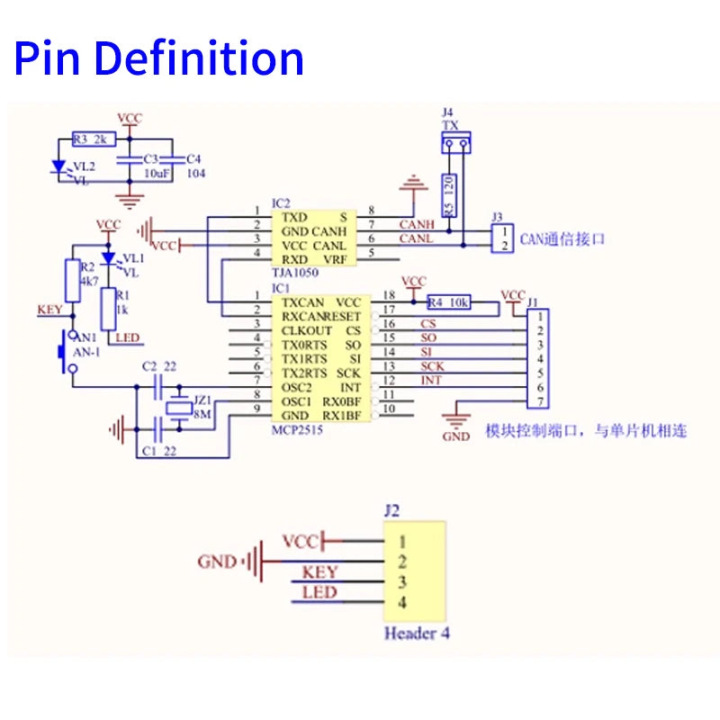 1pcs/5pcs MCP2515 CAN Bus Module Board TJA1050 Receiver SPI For 51 MCU ARM Controller NEW
