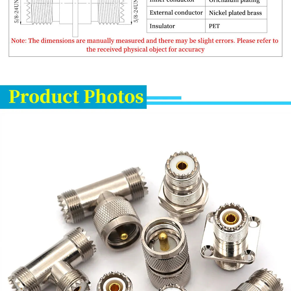 1Pcs Adapter UHF PL259 SO239 to UHF / N Male Plug & Female Jack Straight & Right Angle & Flange & T Type RF Coaxial Connector