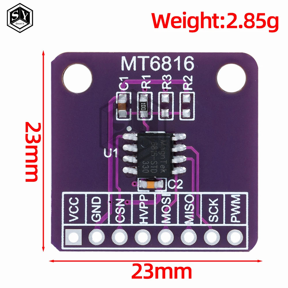 MT6816 High-Speed and High-Precision Magnetic Encoder Magnetic Induction Angle Measurement Sensor Module
