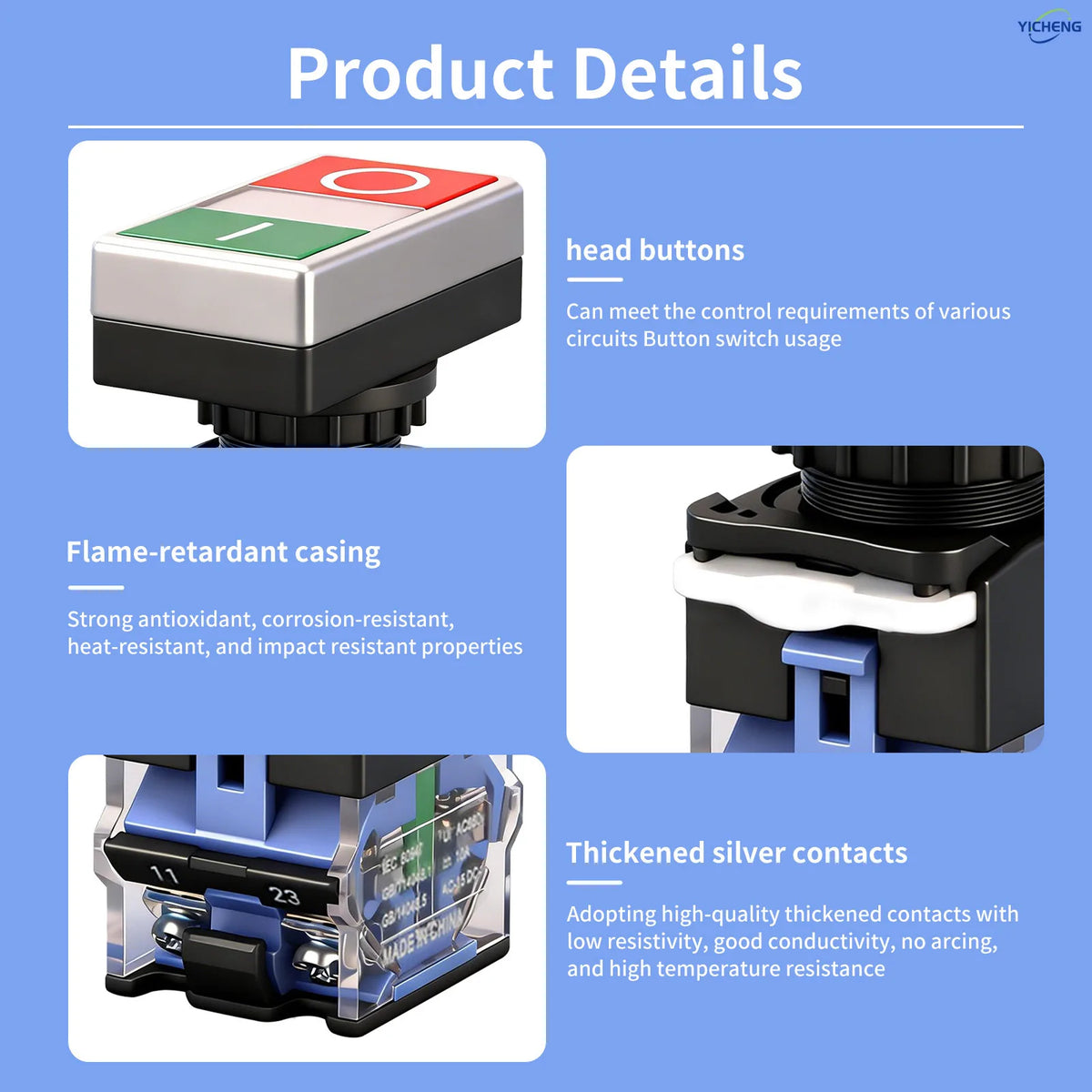 10Pcs 22MM Momentary Double Head Push Button with Signal Lamp On/Off Start/Stop,LED Light 12V 24V 110V 220V 380V optional