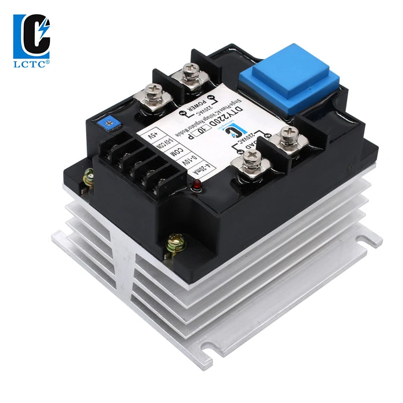LCTC SSR 0-10V 4-20MA 0-5V Potentiometer Control Single Phase AC Voltage Regulator Relay With Heat Sink DTY Module 220V 380V