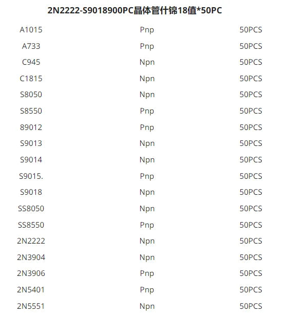 200-900PCS TO-92 Transistor Kit assortment box BC547 BC327 BC337 2N2222 3904 3906 C945 PNP/NPN transistors set electronics Kit