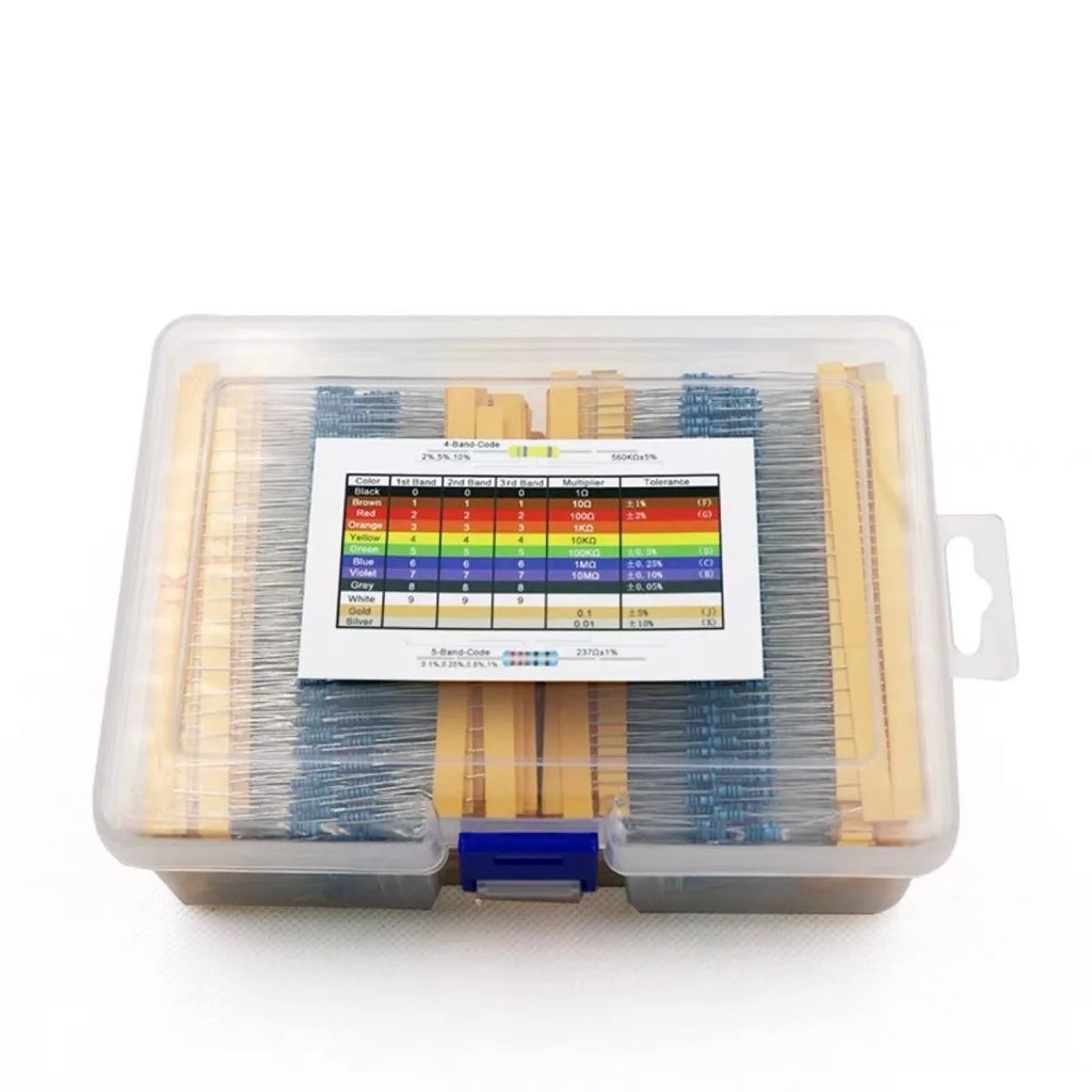 2600pcs Assorted Metal Film Resistors 130 Values 1/4W 0.25W 1% Fixed Resistor Kit for Electronics DIY Projects