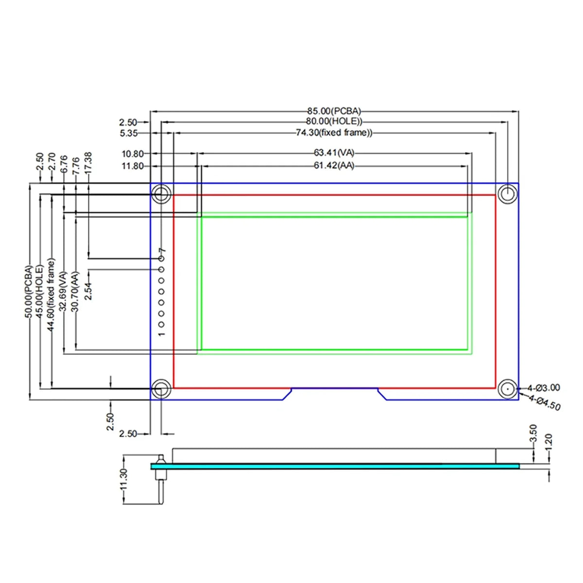 2.7 Inch 256*128 OLED Display Screen COG SPI IIC I2C interface 4PIN 7PIN 30PIN LCD Panel 256x128