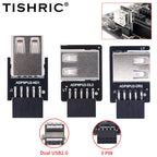 TISHRIC 9Pin To 2 Ports USB 2.0 Expansion Card USB 2.0 Motherboard Header 9pin to 2 Ports USB 2.0 Dual USB A 9 Pin Female Adapt
